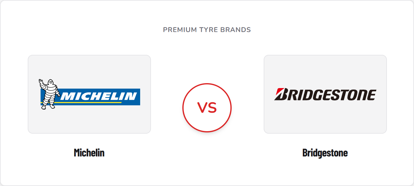 Michelin and Bridgestone tyre brands side by side