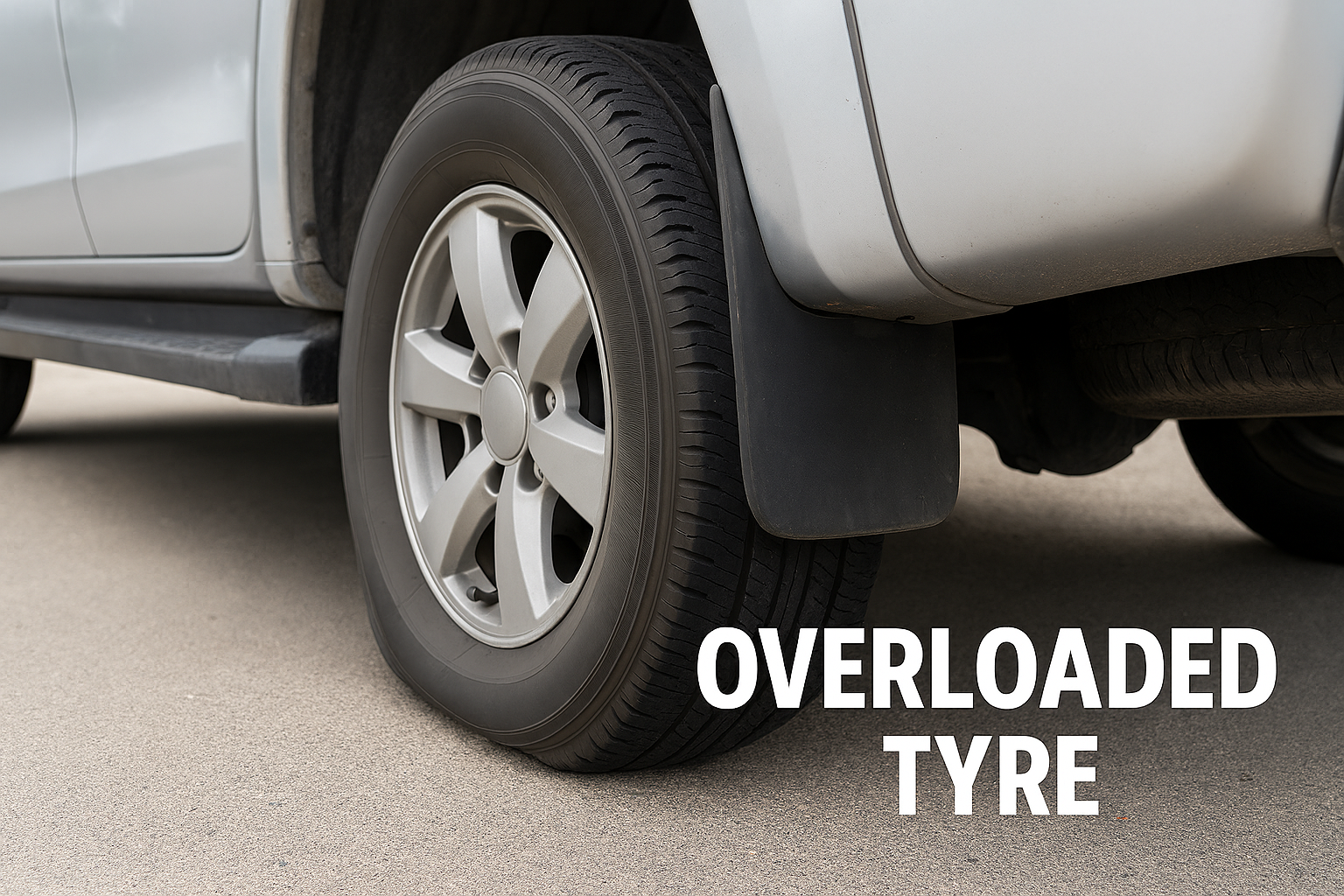 Tyre sidewall bulging under excessive load illustrating overload stress
